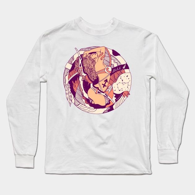 Peach Sagittarius Beauty Long Sleeve T-Shirt by kenallouis